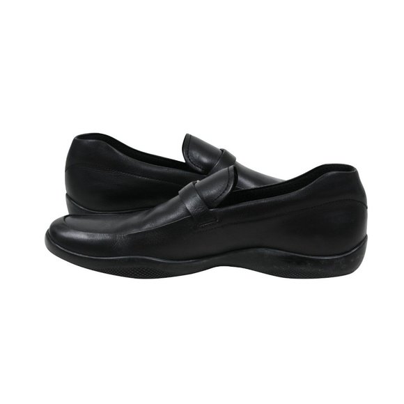 Prada Mens Spazzolato Rois Buckle Loafers Size US10 P9 Black Leather Slip Ons - Picture 5 of 9